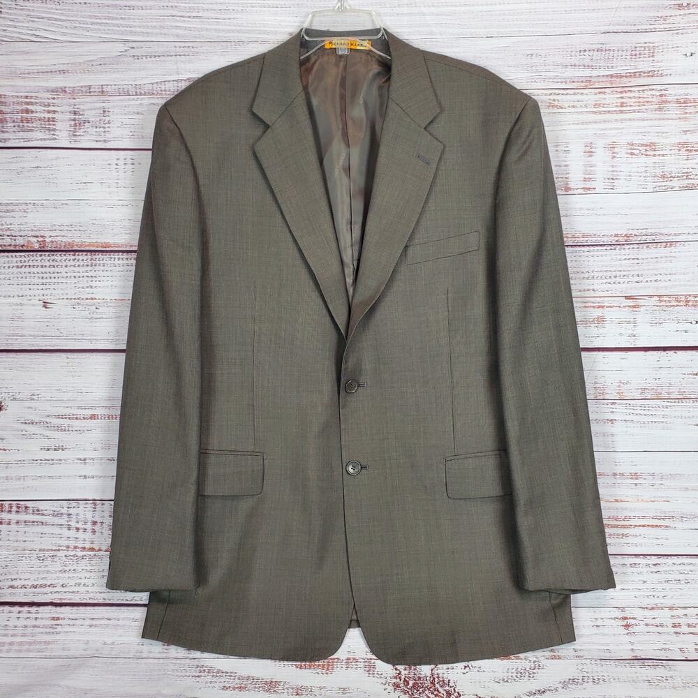 Richard Harris Mens Wool Blend Sport Coat 44L Single Breasted Suit Blazer Jacket
